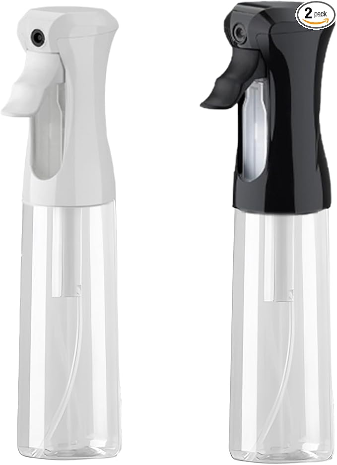 THINTON Mist Spray Bottle for Hair (10oz/300ml) - 2 Pcs Continuous Spray Bottle for Salons Cleaning Plants Gardening