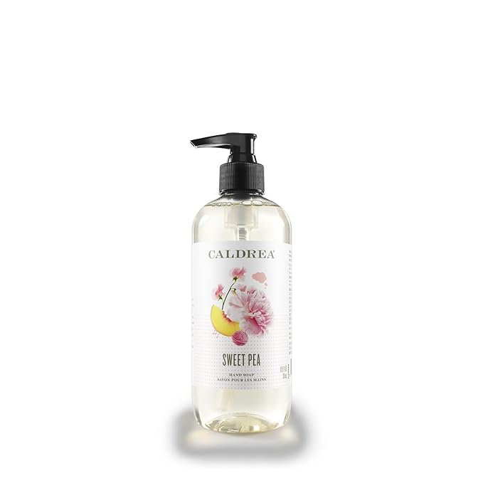 Caldrea Hand Wash Soap, Aloe Vera Gel, Olive Oil and Essential Oils to Cleanse and Condition, Sweet Pea Scent, 10.8 oz (Packaging May Vary)