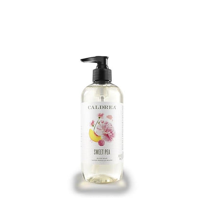 Caldrea Hand Wash Soap, Aloe Vera Gel, Olive Oil and Essential Oils to Cleanse and Condition, Sweet Pea Scent, 10.8 oz (Packaging May Vary)