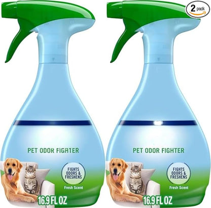 (Pack of 2)-F.e.b.r.e.z.e Pet Odor Fighter Air Freshener Fabric Spray, Fresh Scent, (16.9 oz x 2 = Total 33.8 oz)