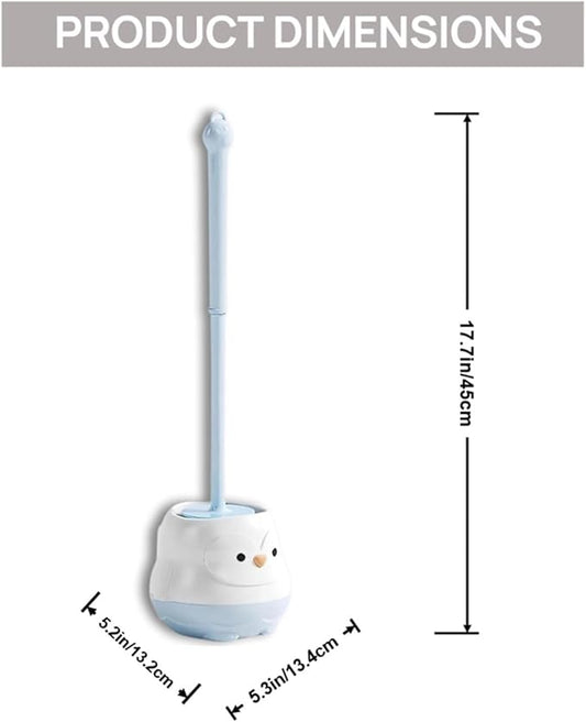 Penguin Toilet Brush and Holder Set - Cute Cartoon Long Handle Bathroom Cleaning Brush for Effective Home Use(Pink)