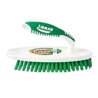 Libman Easy Grip Scrub Brush | Cleaning Brush | Bathroom Scrubber | Carpet Brush | Scrub Brushes for Cleaning | Scraper Edge | Mulit-Purpose Scrub Brush | Stiff Fibers | No-Slip Grip