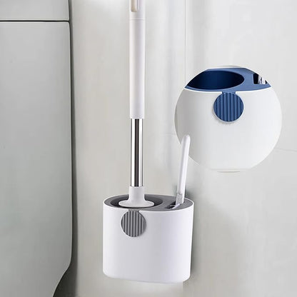 Silicone Toilet Brush and Holder Set, Deep Cleaning Floor Standing & Wall Mounted Toilet Bowl Brush for Bathroom, Toilet Brush Flexible Bristles, Compact Size for Storage and Organization (Gray)