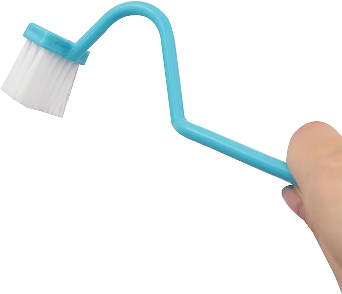 6PCS V Shaped Plastic Toilet Brush Curved Handle Hygiene Cleaning Brush 7.87x0.79 Inches 2 Each in Pink Green Blue Used for Bathroom Kitchen Corner Edges