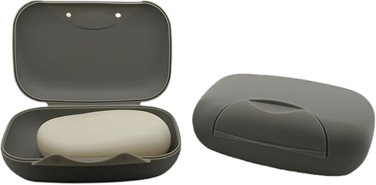 Travel Soap Holder Bar Soap Dish Shower Soap Saver Case Container Box for Bathroom Camping Gym Vonpri (Gray Without Bag)
