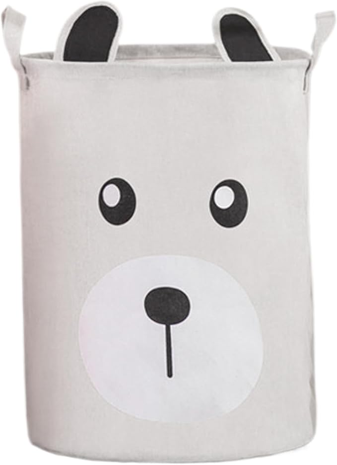 Kids Laundry Basket, Canvas and Linen Round Laundry Basket with Handles, Foldable Large Capacity Organizer for Storing and Children's Toys, Organizer