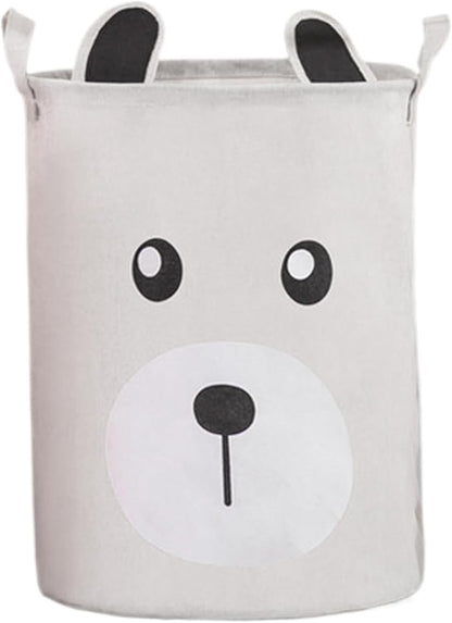 Kids Laundry Basket, Canvas and Linen Round Laundry Basket with Handles, Foldable Large Capacity Organizer for Storing and Children's Toys, Organizer