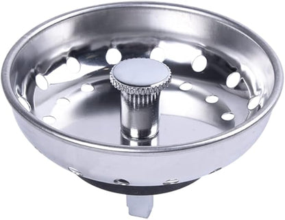 Kitchen Drop-in Post Basket Strainer Replacement for US Standard Drains (3-1/2"), Premium 304 Stainless Steel Body W/Rubber Stopper 1 Pack
