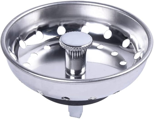 Kitchen Drop-in Post Basket Strainer Replacement for US Standard Drains (3-1/2"), Premium 304 Stainless Steel Body W/Rubber Stopper 1 Pack