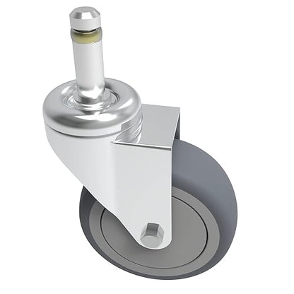 3-Inch Swivel Stem Caster, 7/16-Inch Stem Diameter Rubber Wheel, Heavy Duty TPR Replacement Wheels for Rubbermaid Mop Bucket Cart Grill Casters - 8 Pack