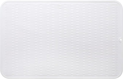 MicoYang Silicone Dish Drying Mat for Multiple Usage,Easy clean,Eco-friendly,Heat-resistant Silicone Mat for Kitchen Counter or Sink,Refrigerator or Drawer Liner White 3XL 28 inches x 18 inches