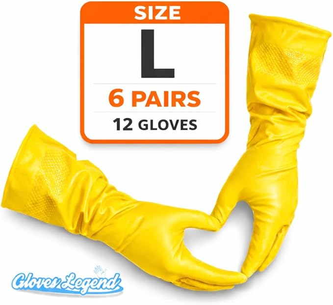 Size Large Yellow Household Kitchen Cleaning Dishwashing Reuseable Gloves