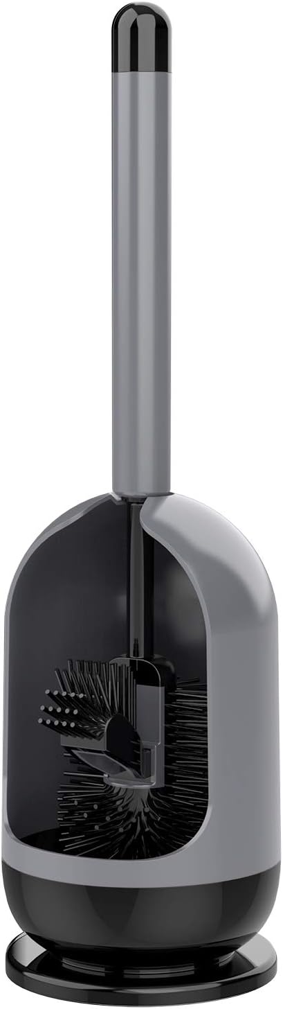 MR.SIGA Soft Bristle Toilet Brush with Holder, Gray & Black, 1Pack