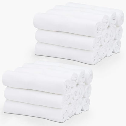 TEXAS LINEN CO. 100% Cotton Dish Cloths - Flour Sack Kitchen Towels - Cotton Blank Towel - Thick Absorbent Quick Dry, Machine Washable - Cleaning & Drying - 28"x28" - Pack of 24 (White)