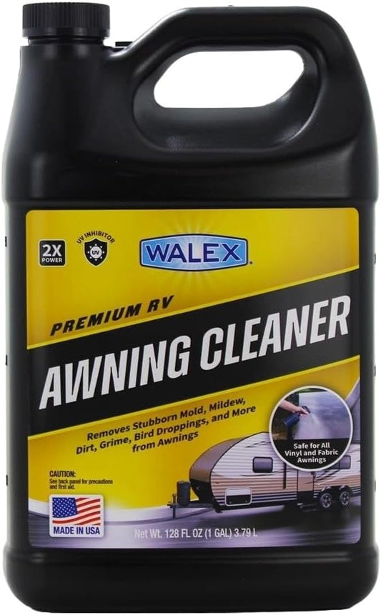 Walex RV Awning Cleaner - Safe for Vinyl & Fabric, Dissolves Tough Stains, Mold, Mildew, Dirt, Bird Droppings & More; Extends Awning Lifespan for RVs, Campers, Trailers & Motorhomes, 1 Gallon