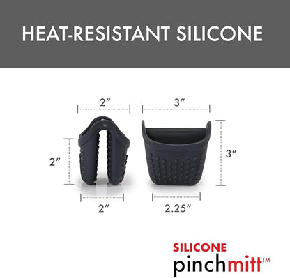 Dexas PinchMitt Silicone Oven Mitt - Single Heat Resistant Glove to 450°F, Non-Slip Grip, Dishwasher Safe, Gray
