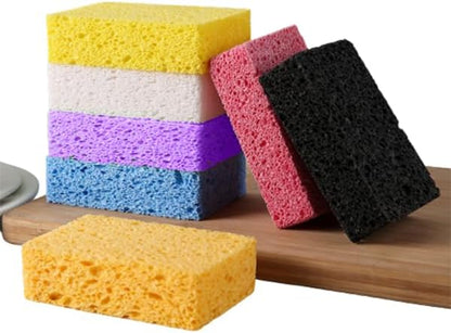 12 - Pack Non-Scratch Scrub Sponges - Sponges for Dishes and Washing Dishes, Cleaning Sponges for Kitchen Home Bathroom Cars, Funny Cut-Outs DIY for Kids (Purple
