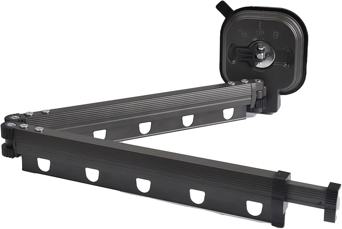 Suction Cup Drying Rack Wall Mounted, Foldable Clothes Hanger Wall Mount, Suction Cup Clothes Drying Rod, Laundry Rack Wall Mounted with 10 Hooks, Laundry Hanger Dryer Rack (2 Folds), Black