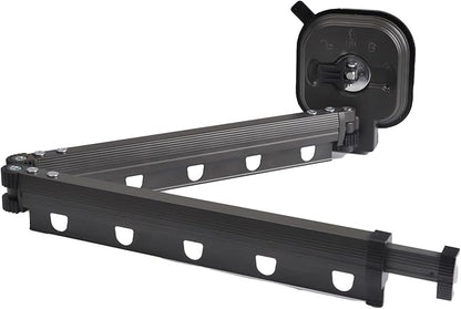 Suction Cup Drying Rack Wall Mounted, Foldable Clothes Hanger Wall Mount, Suction Cup Clothes Drying Rod, Laundry Rack Wall Mounted with 10 Hooks, Laundry Hanger Dryer Rack (2 Folds), Black