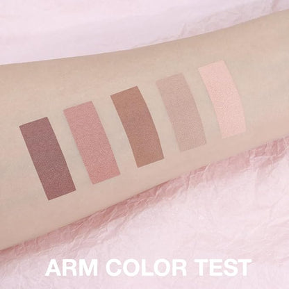 5 Colors Matte Nude Eyeshadow Makeup Palette, Nude Pink Brown Taupe Neutral Matte Smokey Cream Mini Eye Shadow Palette Makeup for Older Women Blue Green Eyes, Contour Make up Palettes sombras de ojos