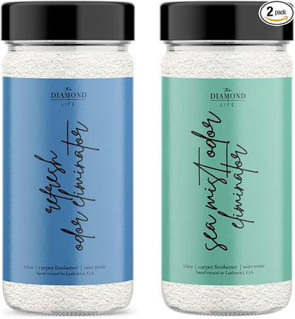 Home "Refresh" & "Sea Mist" Carpet Deodorizer Powder For Home, Vaccuuming Upholstery, Pet Urine, Dog Bed/Cat Litter Box(Two Pack)