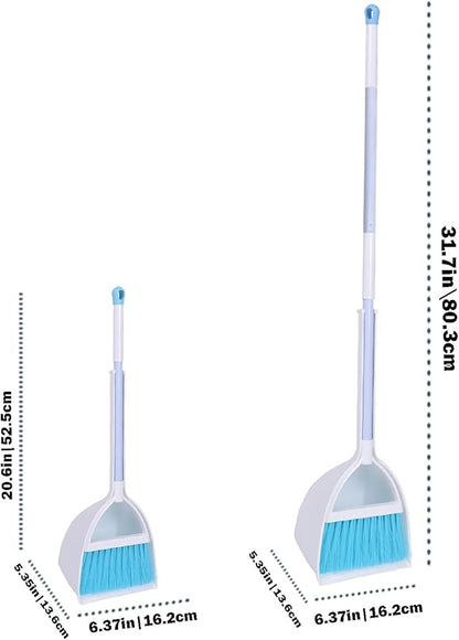 Mini Broom and Dustpan, Home Kitchen Sweeping for Kids(White+Blue)