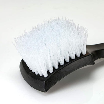 8.5” Nylon Tire Brush, Stiff Bristle Wheel Cleaning Tool, Car Floormat Scrub Brushes, Long Handled Detail Brush for Auto Detailing, Heavy Duty Nifty Interior Carpet (White)