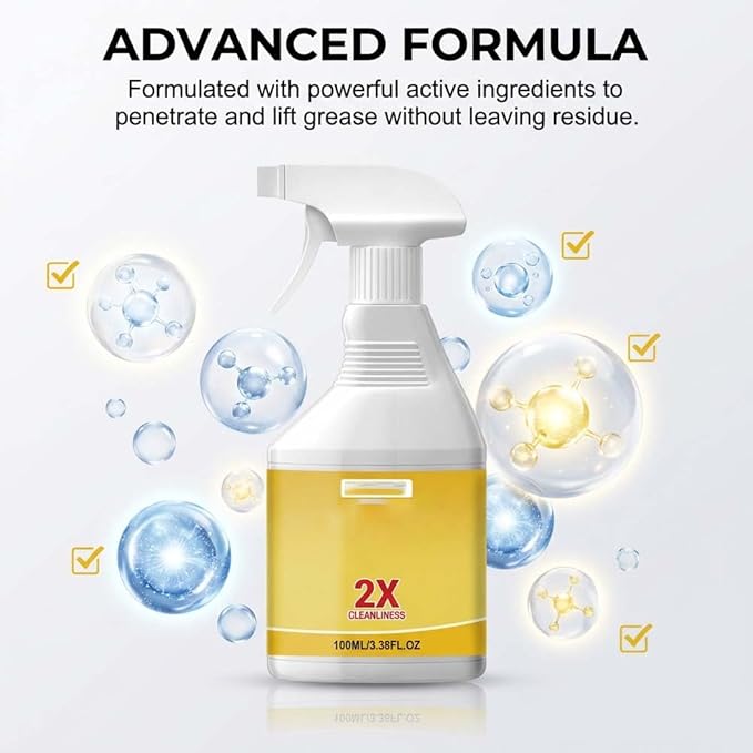 Kitchen Heavy Oil Cleaner Spray, 2026 New All Purpose Kitchens Heavy Oil Cleaning Agent Grease Remover Kitchen Degreasing Cleaning Spray for Stove, Oven, Dishwasher, Appliances (Yellow 2Pcs)