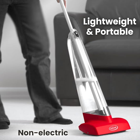 Ewbank Cascade Manual Non-Electric Lightweight Compact Carpet Cleaner Shampoo Dispensing Roller Tall Scrubber Brush, with 17 oz. Shampoo, 85 oz, Red