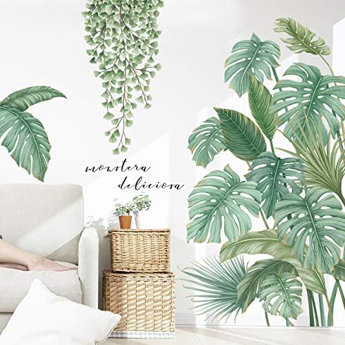 3D Wall Stickers DIY Flower Wall Decal Removable Waterproof Wall Art Decor for Bedroom Living Room Offices Home Decoration (Green Plant)