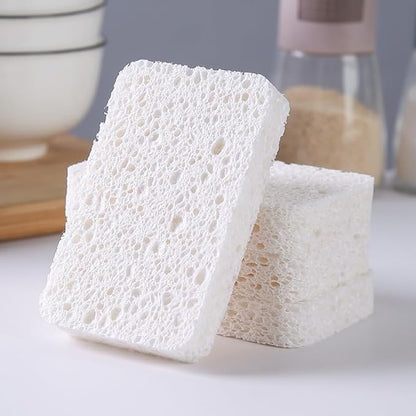 12 - Pack Non-Scratch Scrub Sponges - Sponges for Dishes and Washing Dishes, Cleaning Sponges for Kitchen Home Bathroom Cars, Funny Cut-Outs DIY for Kids (White)