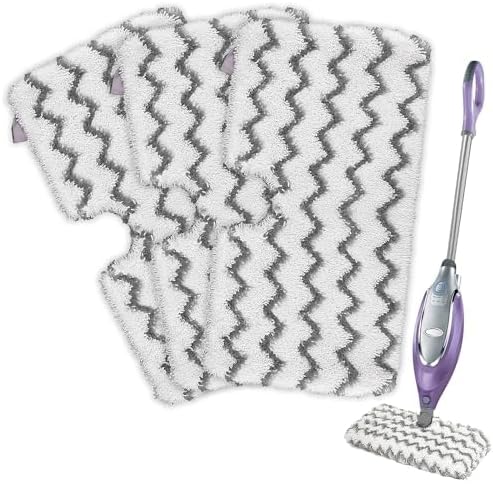3 Pack Steam Mop Replacement Pads, Microfiber Steam Mop Pads with Scrub Strips, Compatible with Shark Steam Pocket Mop S3500 Series (S3501, S3601, S3901), Washable Pads for Sealed Hard Floors
