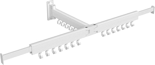 SONGMICS Clothes Drying Rack, Wall-Mounted Laundry Drying Rack, Extendable, Foldable Arms, with 21 Swivel Sliding Hooks, Space-Saving, for Laundry Room, Bathroom, Cloud White ULLR807W01