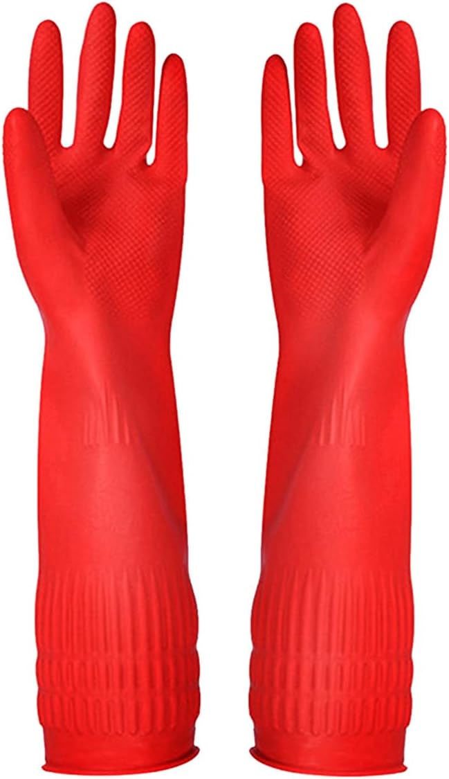 Rubber Cleaning Gloves Kitchen Dishwashing Glove 3-Pairs,Waterproof Reuseable.(Small)