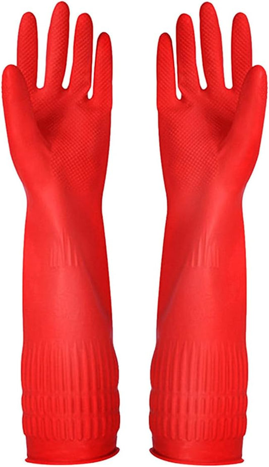 Rubber Cleaning Gloves Kitchen Dishwashing Glove 3-Pairs,Waterproof Reuseable.(Large)