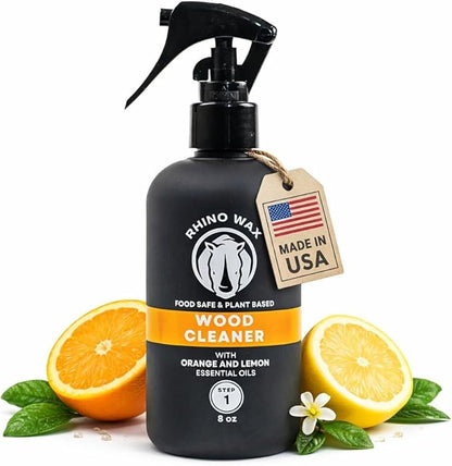 Wood Cleaner Spray – Cutting Board & Butcher Block Cleaner – Natural Vinegar Citrus Wood Surface Cleaner for Kitchen Wood Countertops & Bamboo Boards – Made in USA – New Formula