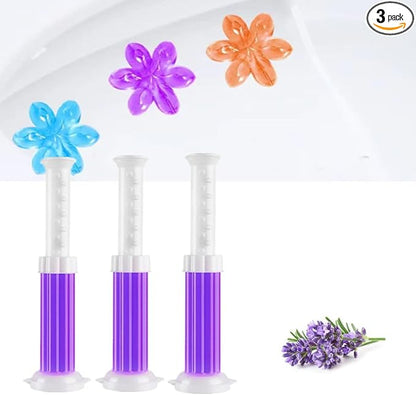 Toilet Gel Stamp, 3 Pack/36 Toilet Stamps,Toilet Bowl Stamp Gel, Toilet Gel Refills, Toilet Refresh Flower Scent Gel, Includes Dispenser and Gel, 3 Pack/set Last for a Month and a Half