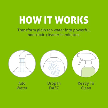 DAZZ Natural Cleaning Tablets - All Purpose Cleaner Refill Pack - Makes (4) 32oz Bottles - Just Add Water