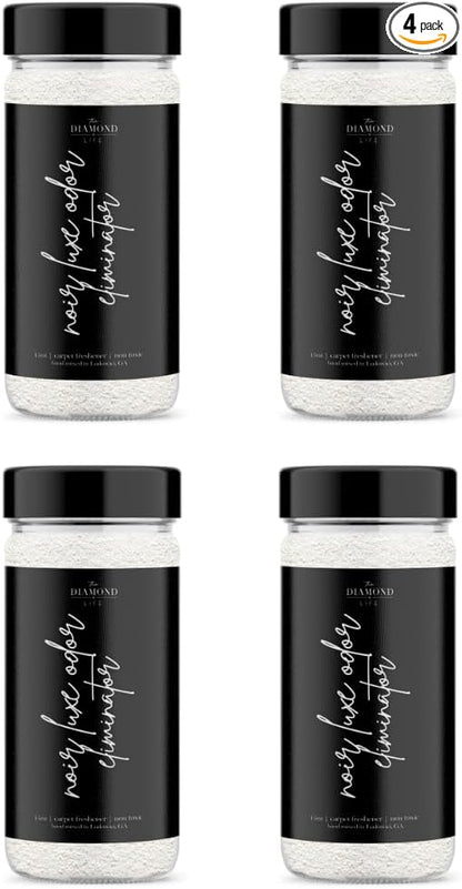 Home "Noir Luxe" Sea Salt, Ozone, & Black Plum Natural Carpet Powder for Vacuuming, Upholstery Freshener, Odor Eliminator for Homes with Kids & Pets (Pack of 4)