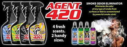 Agent 420 Odor Eliminator Trigger Spray, Ocean Mist, 22 oz — Tea Tree Oil Breaks Down Smoke at the Molecular Level