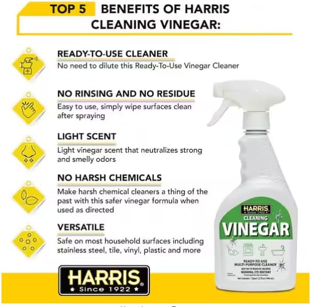 HARRIS Cleaning Vinegar 32 Fl Oz Ready to Use with Microfiber Towel