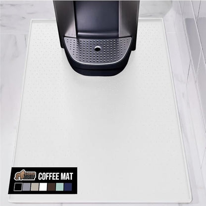 GORILLA GRIP Silicone Coffee Mat, 15x23, Espresso Machine Bar Accessories, Keep Kitchen Counters Clean, Stays in Place, Waterproof and Heat Resistant Dish Drying Mats, Home Decor Essentials, White