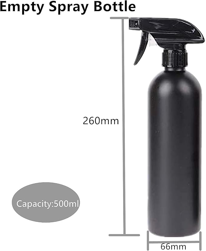 Plastic Spray Bottle for Hair, Plant Mister, and Cleaning - 500ml/17OZ Black Pack of 4