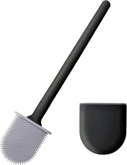 RV Silicone Toilet Brush with Holder, Toilet Bowl Brush for RV Travel Trailers/Campers, Anti-Drip Anti-Roll Compact Toilet Cleaner for Small Bathroom,Made by RVers for RVers