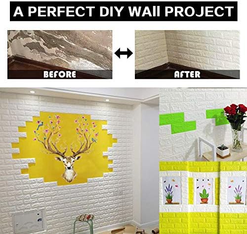 10 PCS Blue 3D Wall Panels, 14.5 sq.feet Coverage, Printable Wallpaper Sticker with Self-Adhesive Waterproof Brick PE Foam Wall Panels Peel and Stick for Interior Wall Decor, Home Decoration