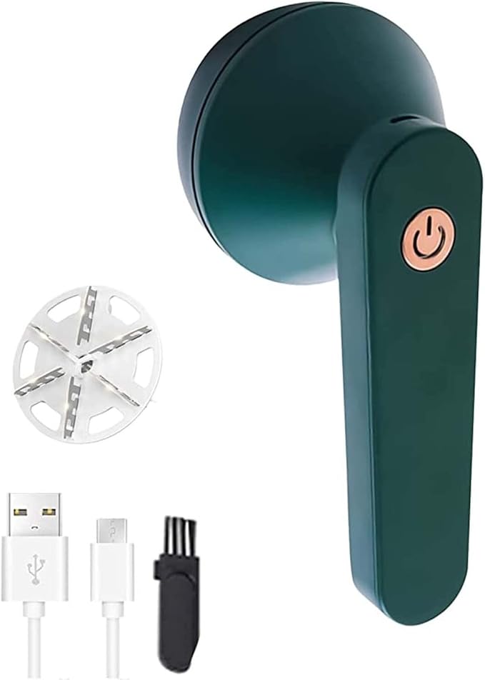 USB Rechargeable Fabric Shaver Electric Lint Remover for Clothes Furniture, Green