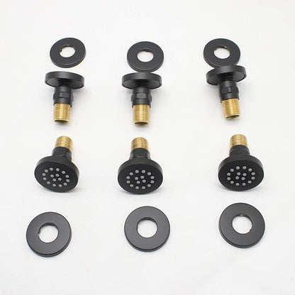 HOMEDEC 2inch Round Brass Shower Spa Massage Body Spray Wall Jets Showerhead Can Swivel, 6pcs, Matte Balck