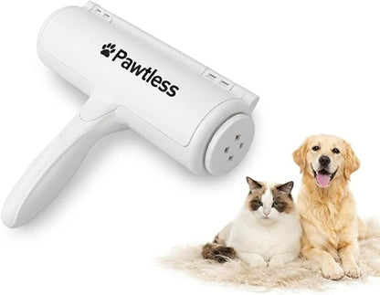 Pet Hair Remover White - Reuseable Dog & Cat Hair Remover for Furniture, Clothes, Carpet, Car interiors- Eco-Friendly Lint Roller with Self-Cleaning Chamber- No Adhesive, No Refills Needed