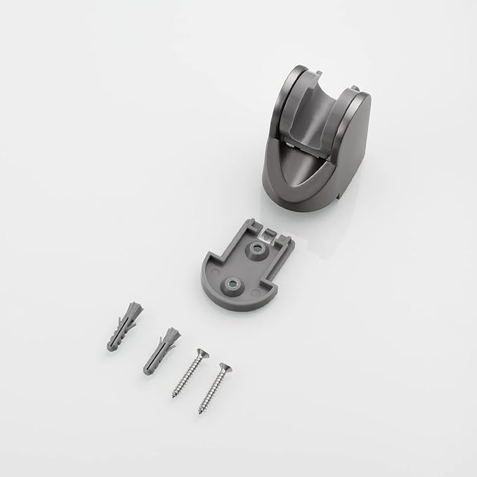 Tecmolog Adjustable Wall Mount Shower Holder Plastic Shower Head Bracket for Handheld Showerhead, Gun Black, ST01GR