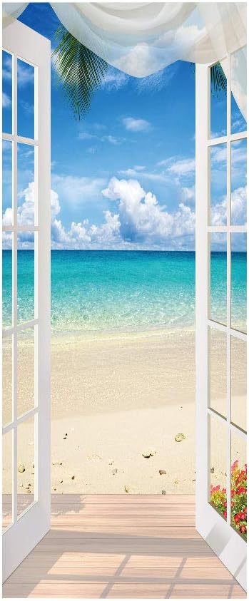 3D Door Stickers Murals - Landscape Peel and Stick Waterproof & Washable Matt Finish DIY Design 37.4" x 84.6" White Wall Adults All Seasons